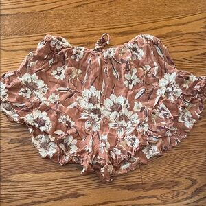 Floral Ruffle Hem Shorts